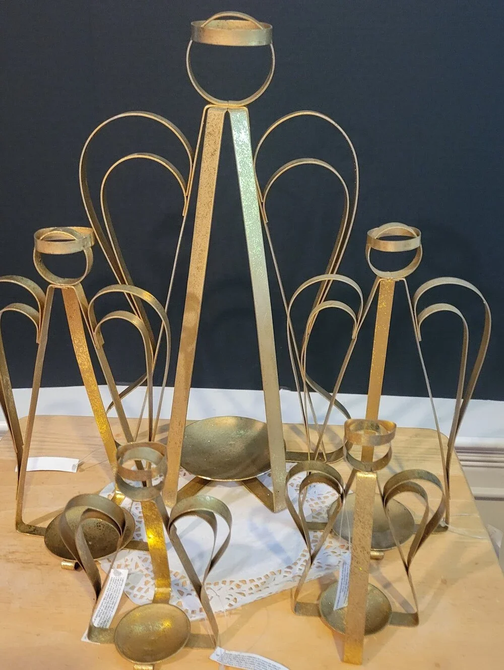Set of 5 JCP Vintage Metal Angel Candle Tealight  Candle Holders 3 Sizes